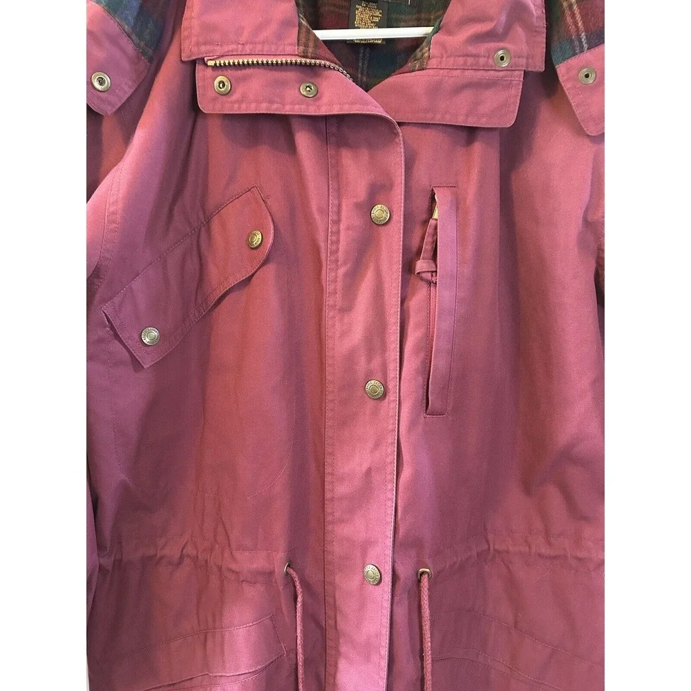 EDDIE BAUER WOMENS Purple Plum POLYESTER GORETEX ANORAK Plaid Lined JACKET SZ M